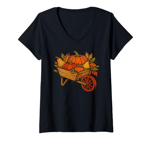 Damen Herbst-Design für Fans von kühlen Morgen und roten Blättern T-Shirt mit V-Ausschnitt Damen Herbst-Design für Fans von kühlen Morgen und roten Blättern T-Shirt mit V-Ausschnitt von Kithara Studio