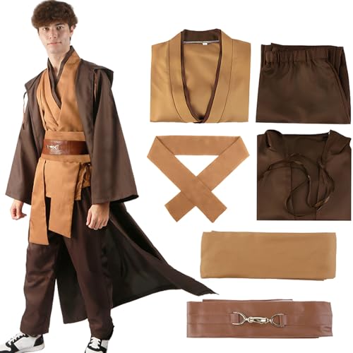 Je-d Kostüm Erwachsene, Robe Kinder mit Kapuze Skywalker Kostüm Hoodies Robe Karneval Halloween Cosplay kostüm für Erwachsene Jungen Männer(Braun L) von Kitimi