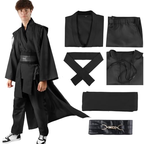Je-d Kostüm Erwachsene, Robe Kinder mit Kapuze Skywalker Kostüm Hoodies Robe Karneval Halloween Cosplay kostüm für Erwachsene Jungen Männer(Schwarz XL) von Kitimi
