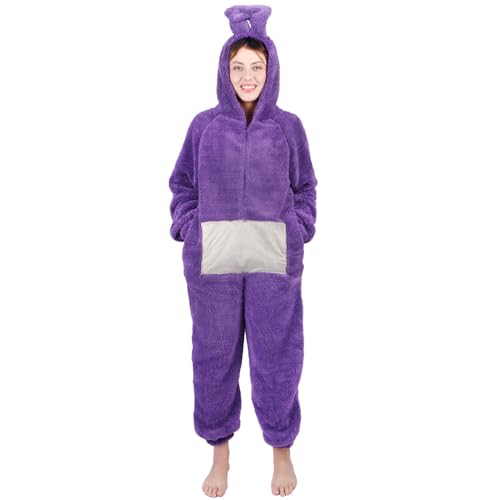 Purple L Onesie Kostüm Schlafanzug Mit Kapuze, Tier Jumpsuit Für Erwachsene, Cosplay Karneval Halloween Pyjama Weihnachten Party Kuschelig Schlafanzüge Für Herren Damen von Kitimi