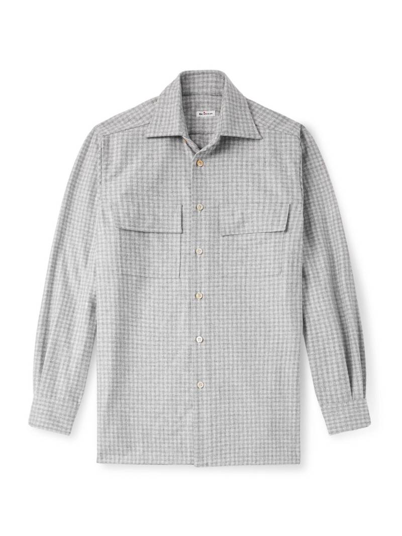 Kiton - Checked Virgin Wool-Flannel Shirt - Men - Gray - EU 41 von Kiton