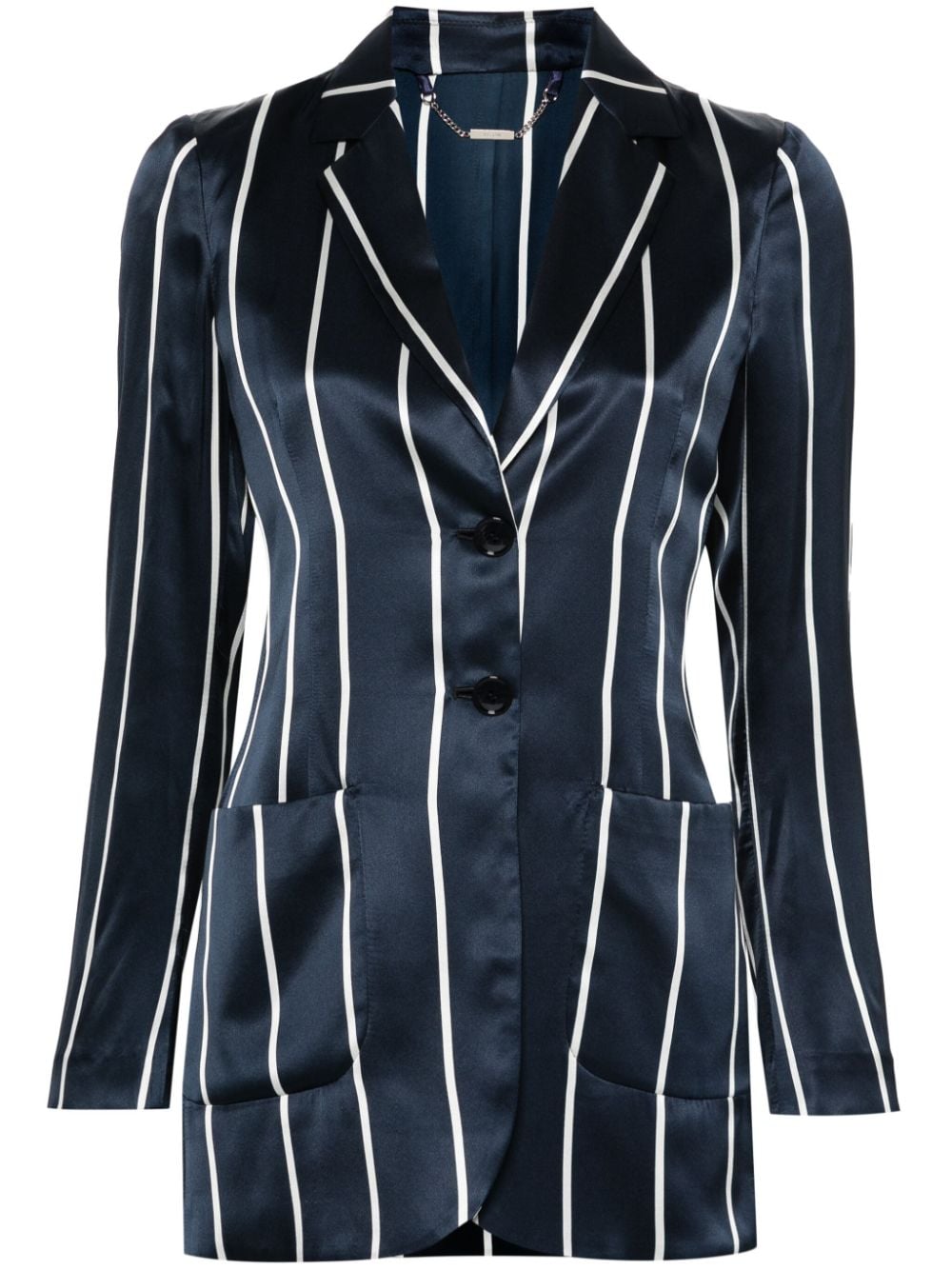 Kiton Gestreifter Blazer aus Seide - Blau von Kiton