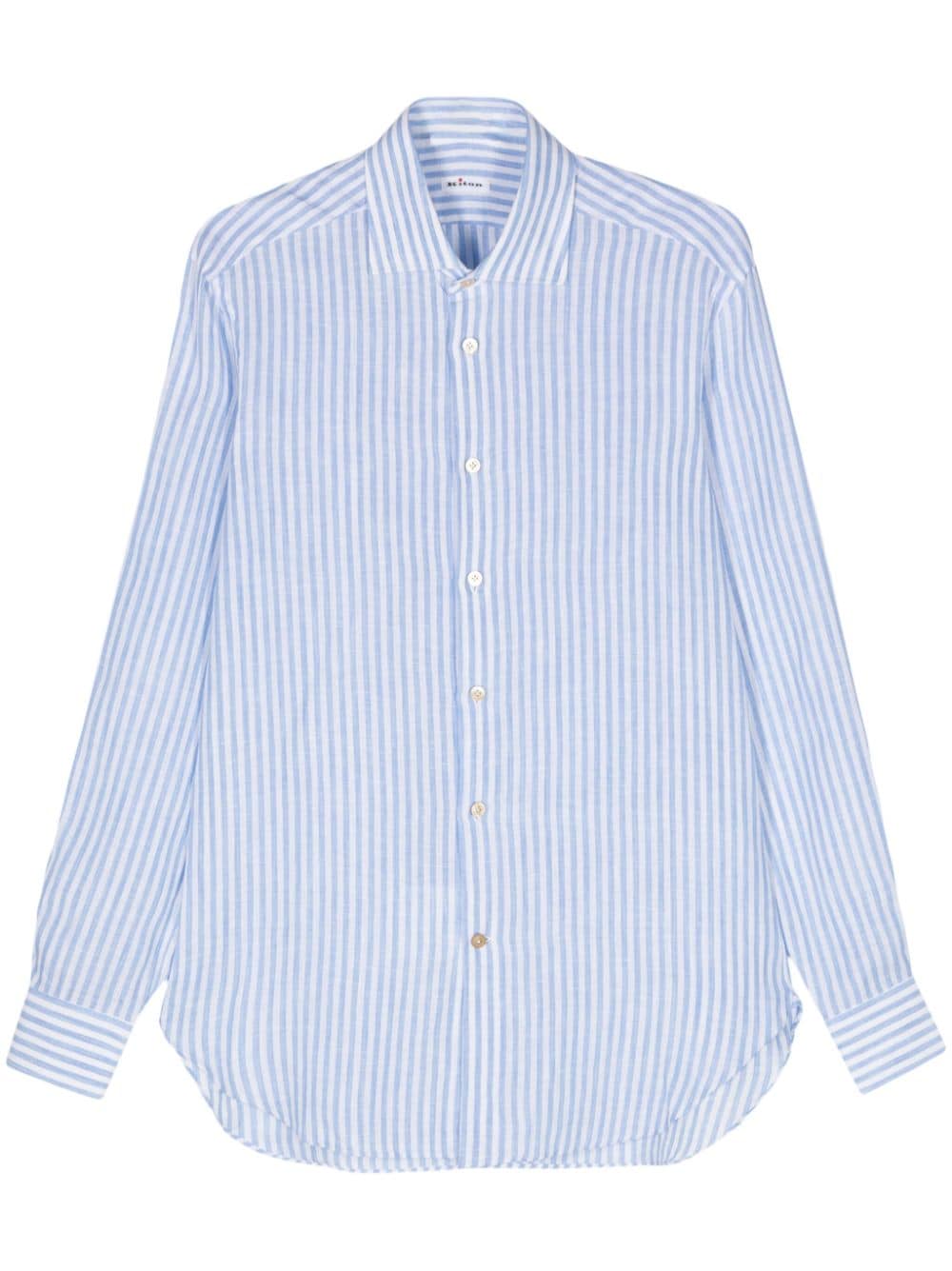 Kiton Gestreiftes Hemd aus Leinen - Blau von Kiton