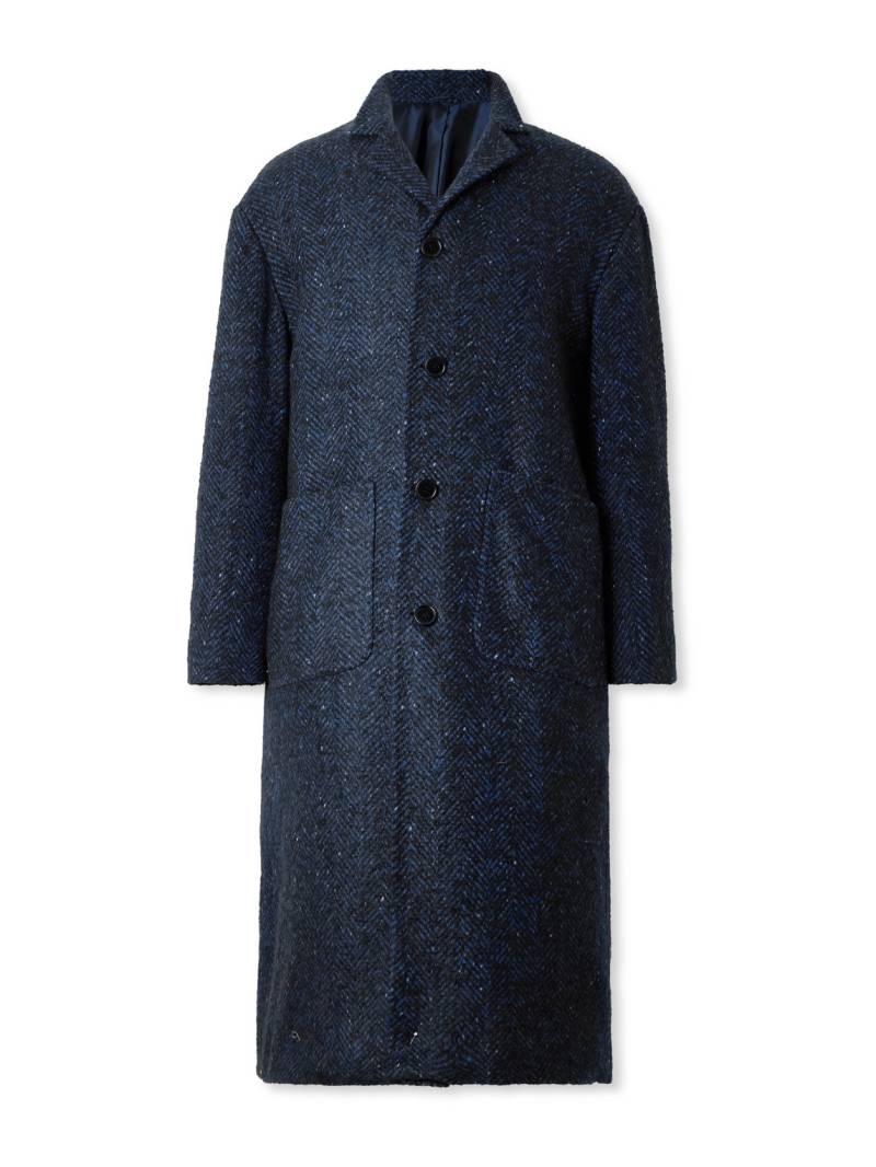 Kiton - Herringbone Virgin Wool, Cashmere and Silk-Blend Overcoat - Men - Blue - IT 52 von Kiton