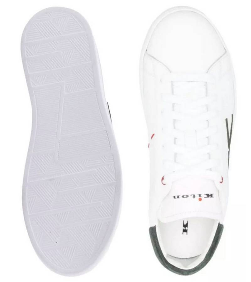 Kiton K-Logo Kalbsleder Schuhe Sneaker Kontrastierender Wildlederabsatz, Lederfutter, Innensohle aus Leder von Kiton