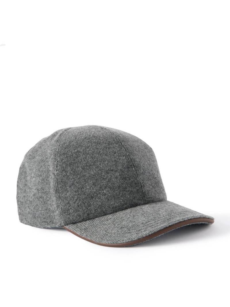 Kiton - Leather-Trimmed Cashmere Baseball Cap - Men - Gray von Kiton