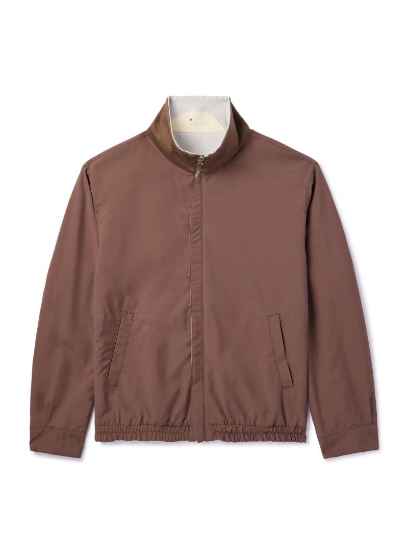 Kiton - Linen, Wool and Silk-Blend Harrington Jacket - Men - Brown - IT 50 von Kiton