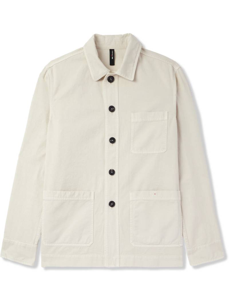 Kiton - Logo-Embroidered Cotton-Twill Overshirt - Men - Neutrals - IT 48 von Kiton
