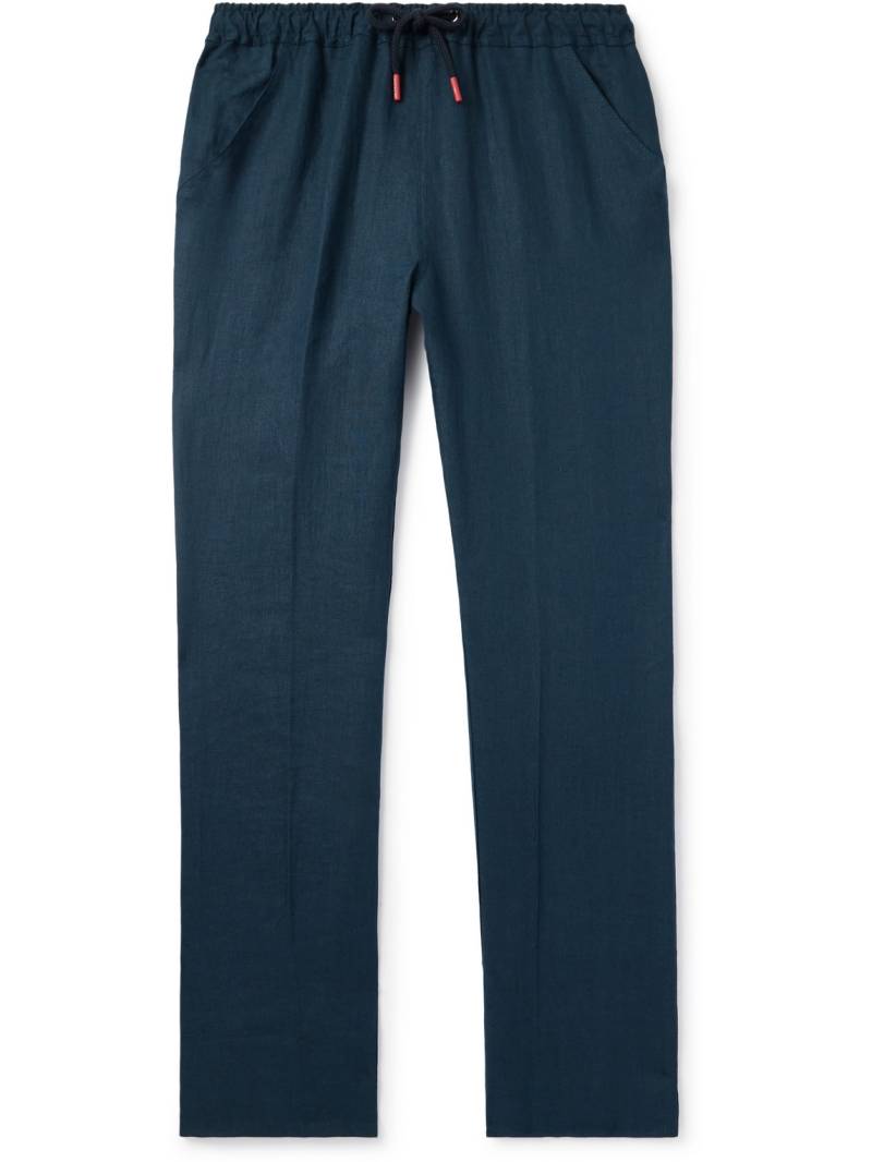 Kiton - Slim-Fit Straight-Leg Linen Drawstring Trousers - Men - Blue - UK/US 32 von Kiton