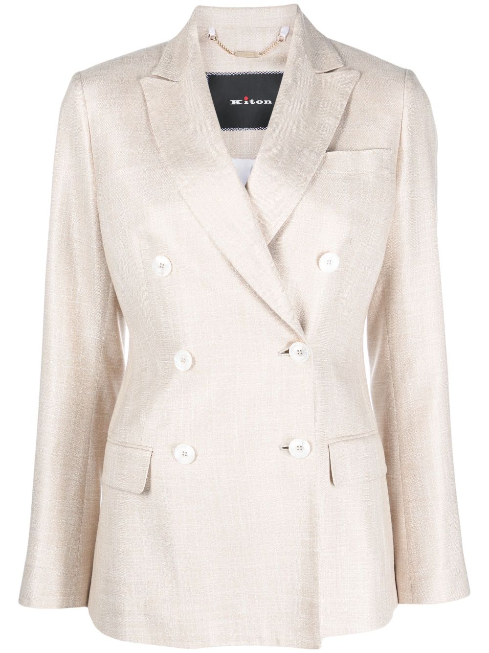 Kiton Doppelreihiger Blazer aus Satin - Nude von Kiton