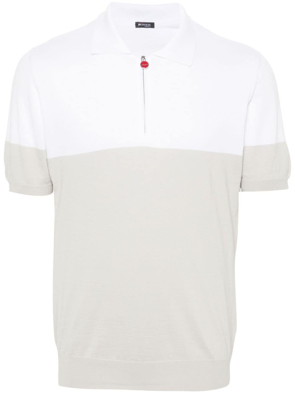 Kiton fine-ribbed two-tone polo shirt - Weiß von Kiton