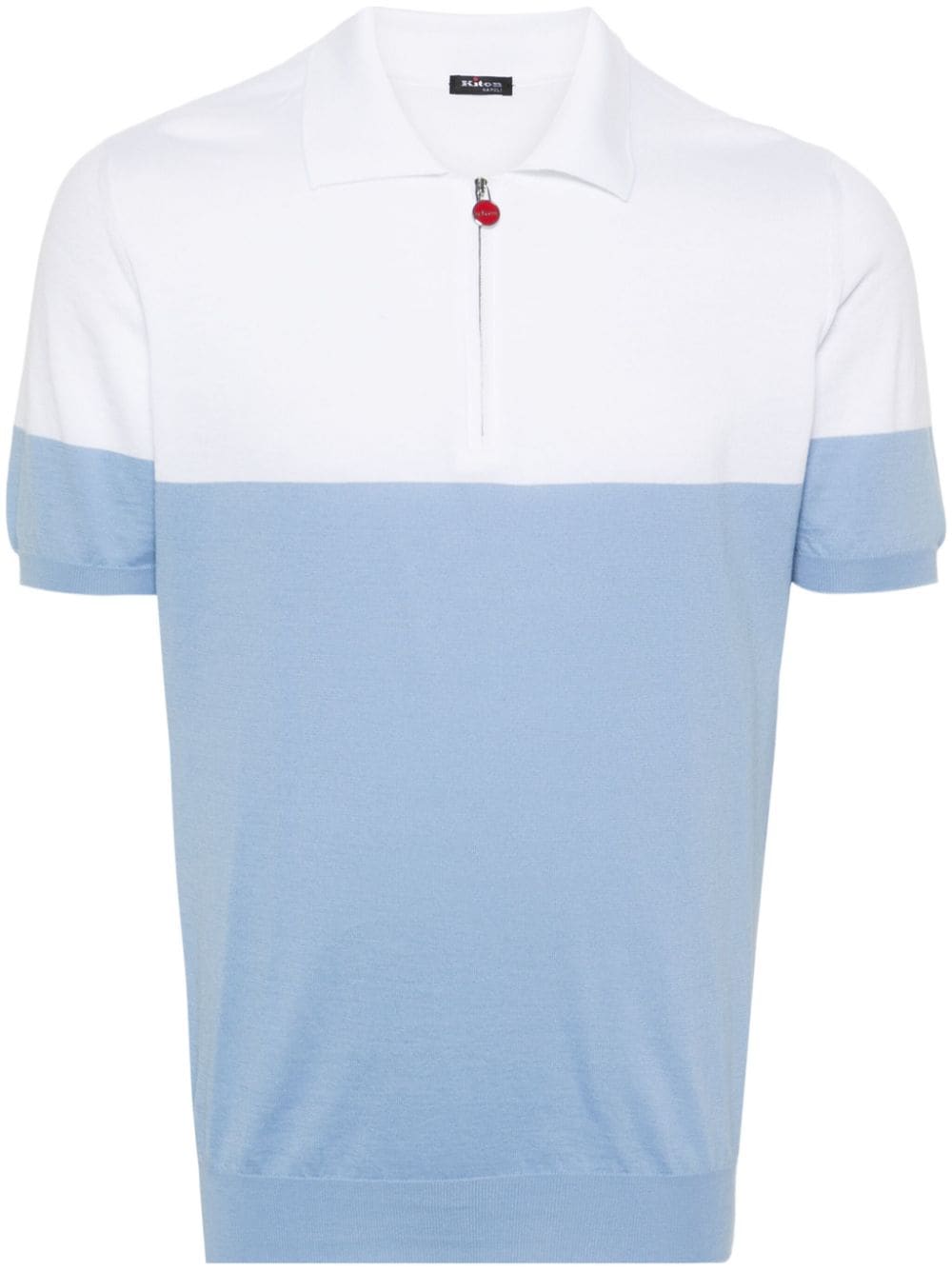 Kiton fine-ribbed two-tone polo shirt - Weiß von Kiton