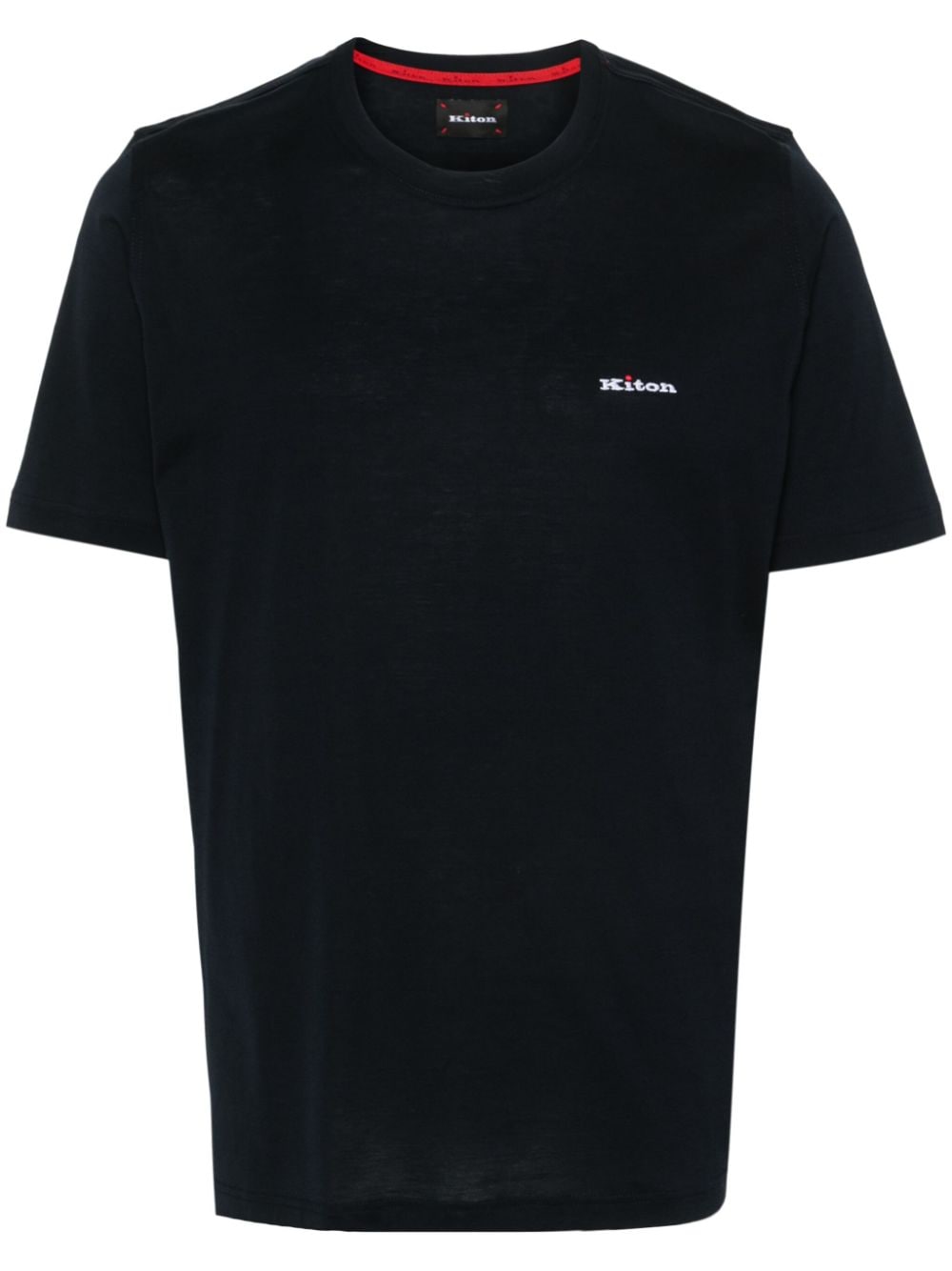 Kiton logo-embroidered cotton T-shirt - Blau von Kiton