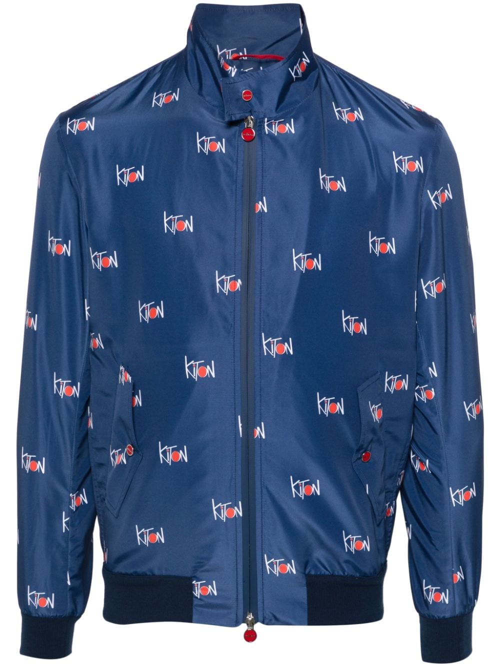 Kiton Leichte Jacke mit Logo-Print - Blau von Kiton