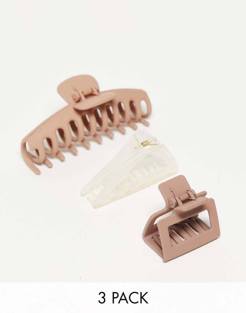 Kitsch - Verschiedene Oversize-Haarklemmen im 3er-Pack-Braun von Kitsch