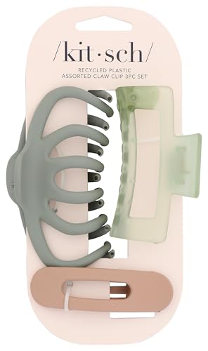 Kitsch Große Gemischte Haarklammern für Damen – Mittlere Offene Form Haarklammern für Dickes Haar, Flachliegende Haarklammer & Große Oktopus-Haarklammer, Haarstyling-Zubehör, 3 Stück von Kitsch