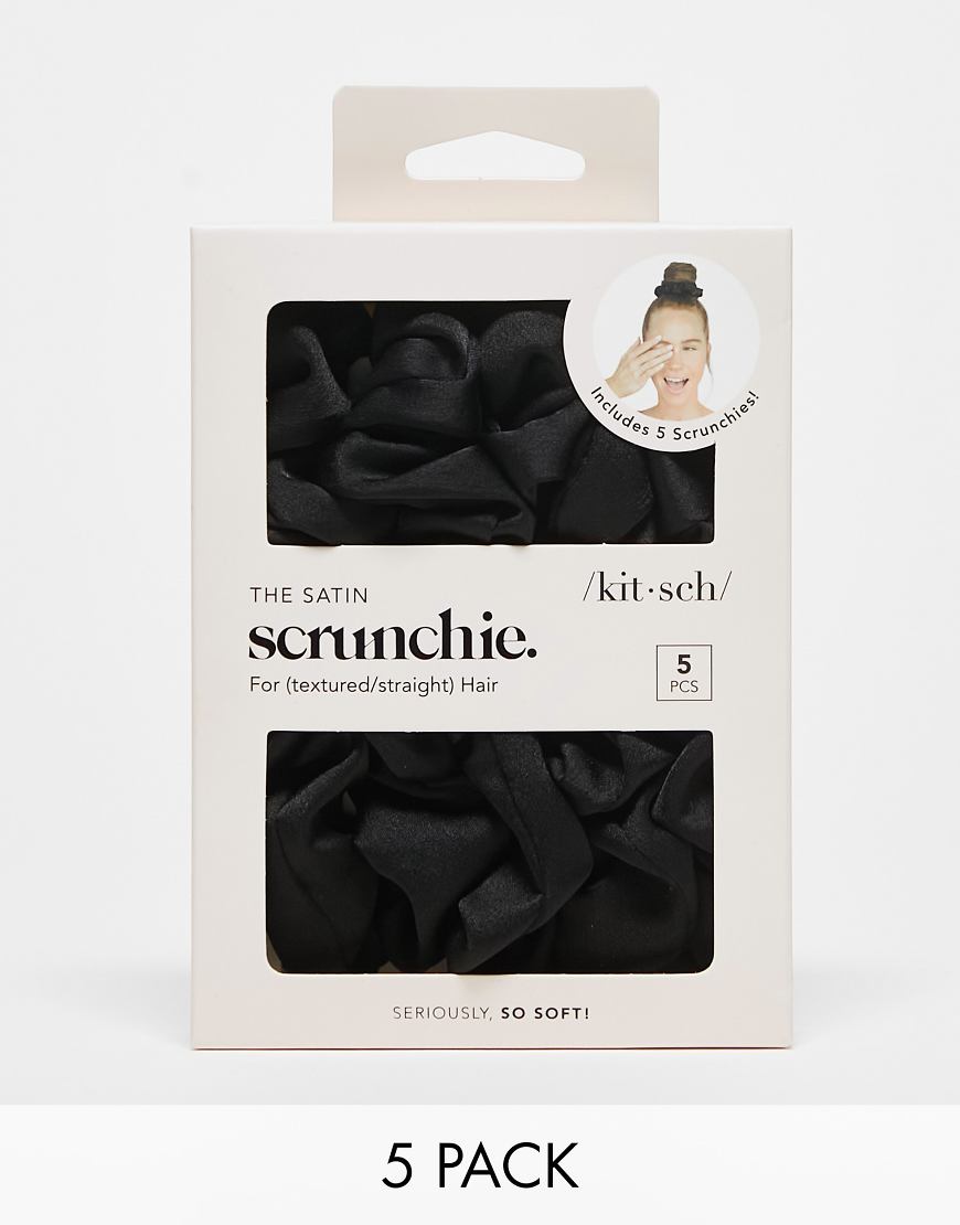 Kitsch - Schlaf-Scrunchies aus Satin im 5er-Pack - Schwarz-Keine Farbe von Kitsch