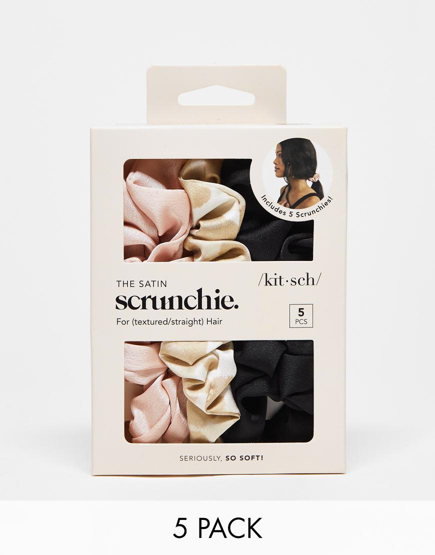 Kitsch - Verschiedene Schlaf-Scrunchies aus Satin im 5er-Pack-Keine Farbe von Kitsch