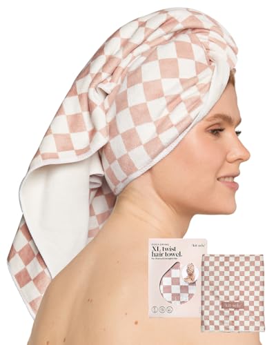 Kitsch XL-Mikrofaser-Haarhandtuch für Damen, schnell trocknendes Handtuch, Mikrofaser-Handtuch für Haare, Haartrockner-Handtuch für langes Haar, Haarturban für nasses Haar (Terracotta) von Kitsch