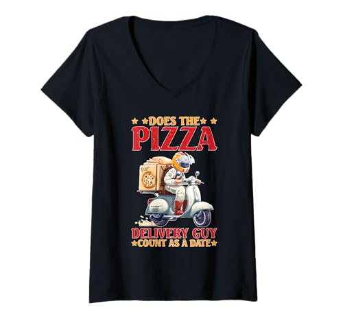 Damen Does The Pizza Delivery Guy Count As A Date T-Shirt mit V-Ausschnitt Damen Does The Pizza Delivery Guy Count As A Date T-Shirt mit V-Ausschnitt von Kitschiger Dating -Pizza -Humor