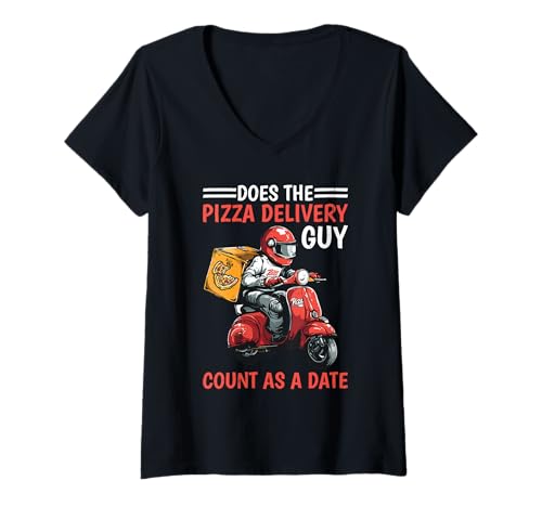 Damen Does The Pizza Delivery Guy Count As A Date - T-Shirt mit V-Ausschnitt Damen Does The Pizza Delivery Guy Count As A Date - T-Shirt mit V-Ausschnitt von Kitschiger Dating -Pizza -Humor