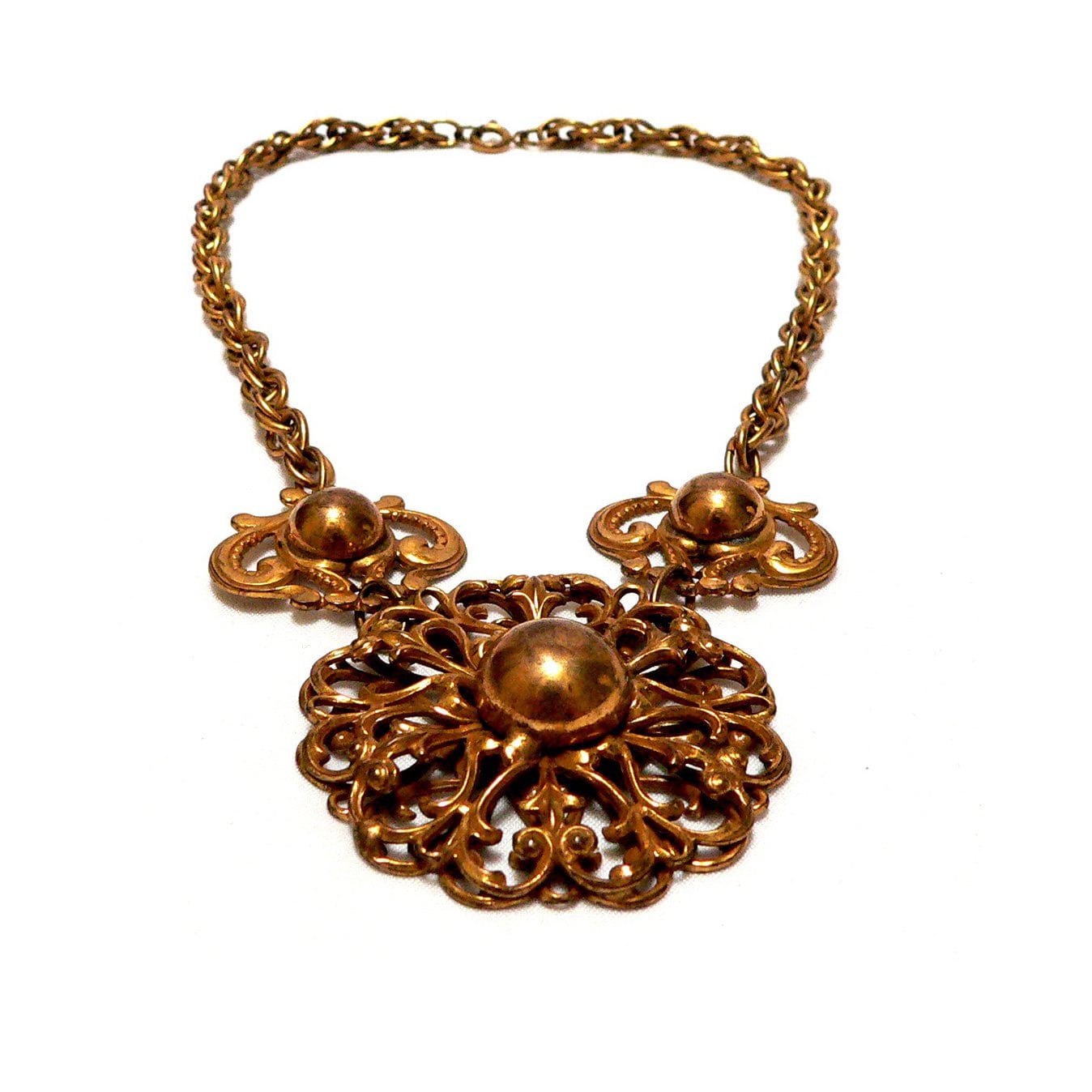 Anzuzeigen, Deutsche Vergoldeten Messingkette, Filigrane Metallarbeiten Halskette, 1930 S Artdeco Schmuck Gold Overlay, Bonnie Und Clyde von Kitschtopia