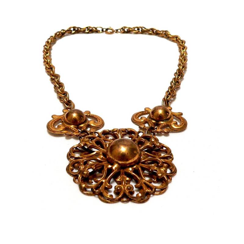 Anzuzeigen, Deutsche Vergoldeten Messingkette, Filigrane Metallarbeiten Halskette, 1930 S Artdeco Schmuck Gold Overlay, Bonnie Und Clyde von Kitschtopia