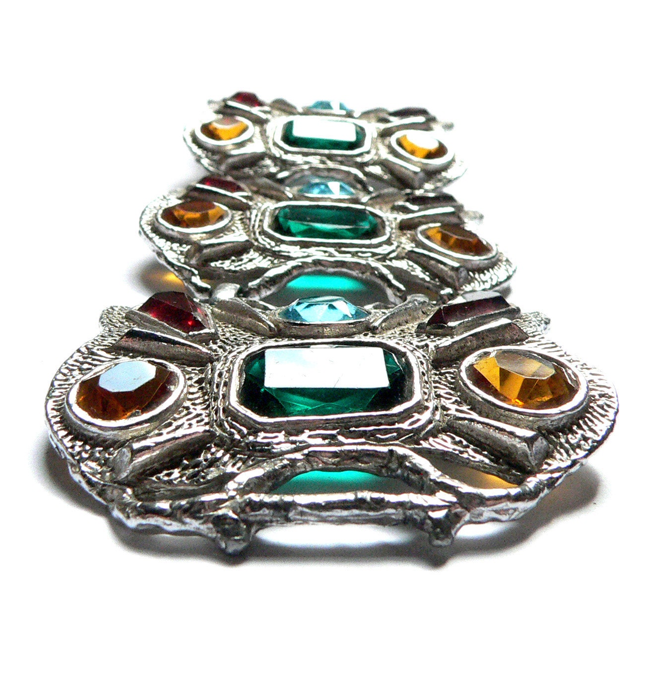 Eames Ära Armband, Riesige Silber Link 1950Er Jahre Kunst Glas Statement Selini Oder Selro Designer Armband von Kitschtopia