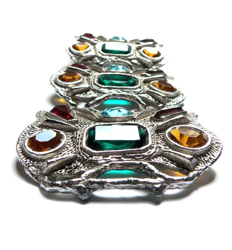 Eames Ära Armband, Riesige Silber Link 1950Er Jahre Kunst Glas Statement Selini Oder Selro Designer Armband von Kitschtopia