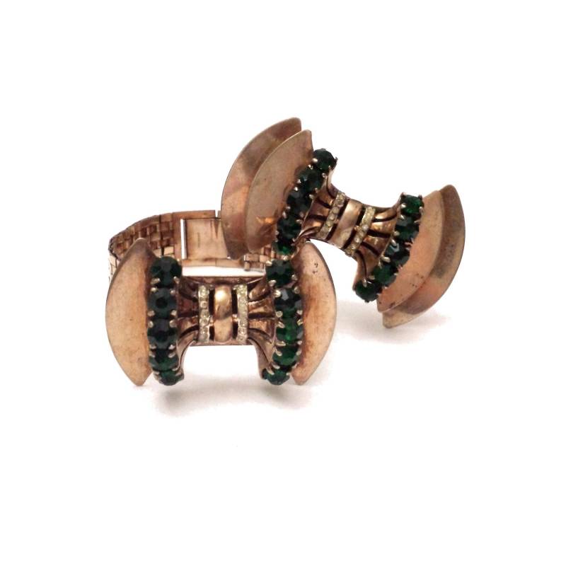 Sceptron Brosche & Armband Set, Sterling Silber Und Gold Gefüllt Demi Parure, Brosche, 1940Er Jahre Reinad Kostüm Schmuck von Kitschtopia