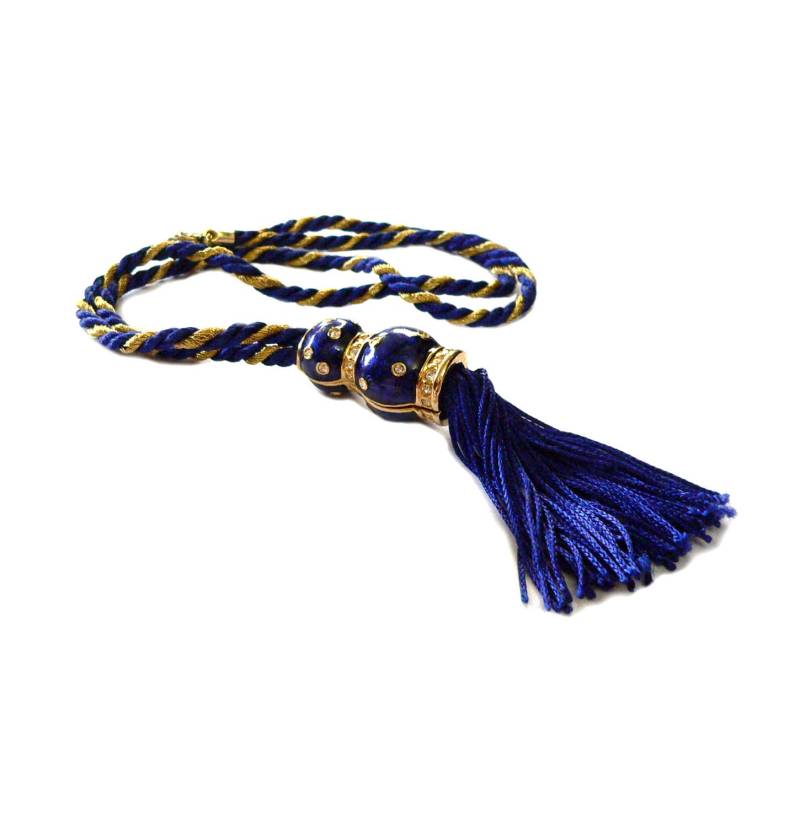 Vintage Swarovski Kristall Halskette, Kobaltblau Quaste Blau Emailliert, Strass, 1980Er Jahre Glasschmuck, High-End-Schmuck von Kitschtopia