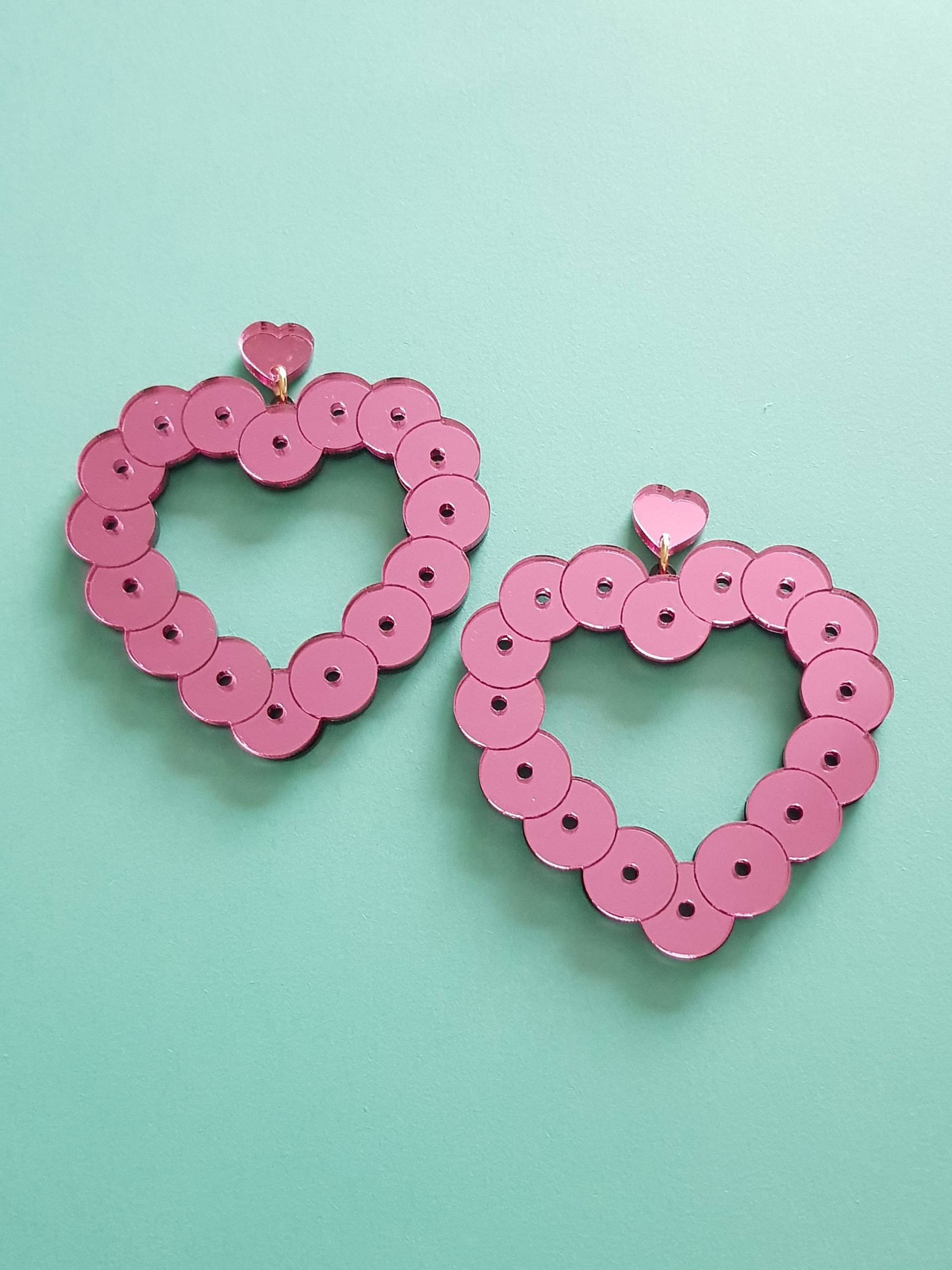 Paillettenherzen Ohrringe - Laser Cut Schmuck Paillettenherzen Ohrringe - Laser Cut Schmuck von KitschyBlingBoutique