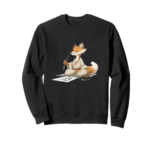 Kalligraphie und Fuchs Kitsune Kostüm für Erwachsene und Kinder Sweatshirt von Kitsune Fox Outfit