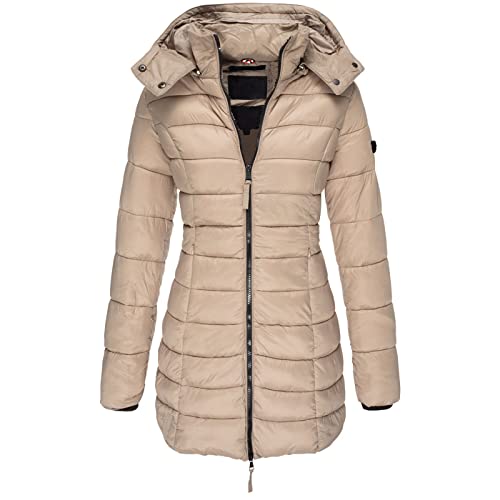 Damen Jacke Steppjacke Übergangsjacke mit Kapuze Mantel Daunenjacke Winterjacke Warme Jacke Lang Warm Steppmantel Outdoorjacke Outdoor Leichte Daunenjacke Softshelljacke mit Taschen von Kittoy