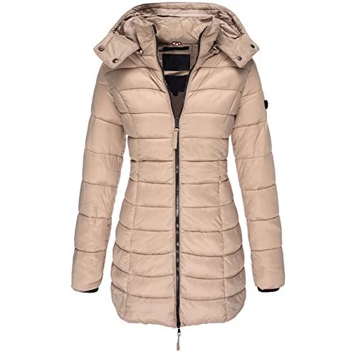 Damen Winter Parka Lang Warm Steppmantel Daunenjacke mit Kapuze Einfarbig Warme Wintermantel Trenchcoat Outdoorjacke Kapuze Winterparka Outdoor Leichte Daunenjacke Softshelljacke mit Taschen von Kittoy