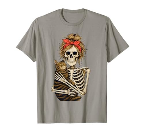 Skelett Kokette Umarmung Katze Halloween Frauen Design T-Shirt Skelett Kokette Umarmung Katze Halloween Frauen Design T-Shirt von Kitty And Skeleton Halloween Costumes