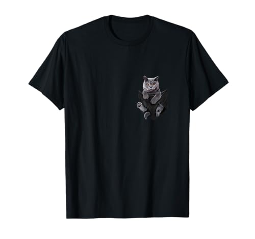 Kitty breeds British Shorthair Cat in pocket T-Shirt für Katzenliebhaber, Herren, Schwarz, S, Halbarm, Klassische Passform, T-Shirt Kitty breeds British Shorthair Cat in pocket T-Shirt für Katzenliebhaber, Herren, Schwarz, S, Halbarm, Klassische Passform, T-Shirt von Kitty breeds British Shorthair Cat in pocket