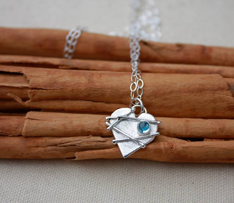 Ausgebessertes Gebrochenes Herz Sterling Silber Mit Stein Geburtsstein Liebeskette Geheilt Gebrochene Herzen Geliebt Eins Sentimental Wieder von KittyStoykovich