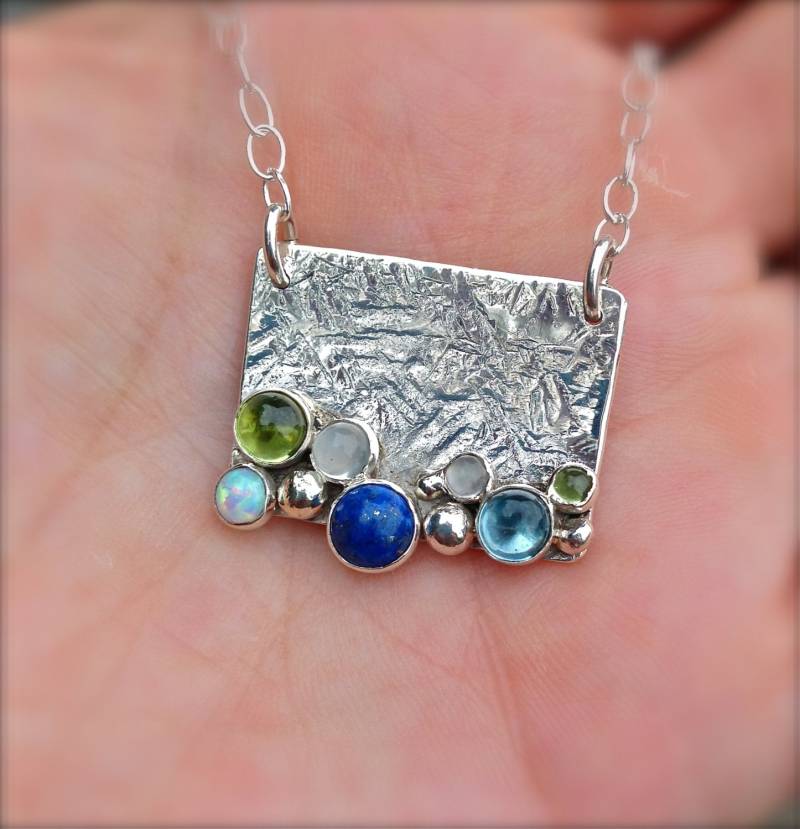 Geburtsstein Halskette. Trommelsteine. Sterling Silber. Muttertag. Amethyst. Granat. Peridot.gemischte Steine/Größen. Du Suchst Steine Aus von KittyStoykovich