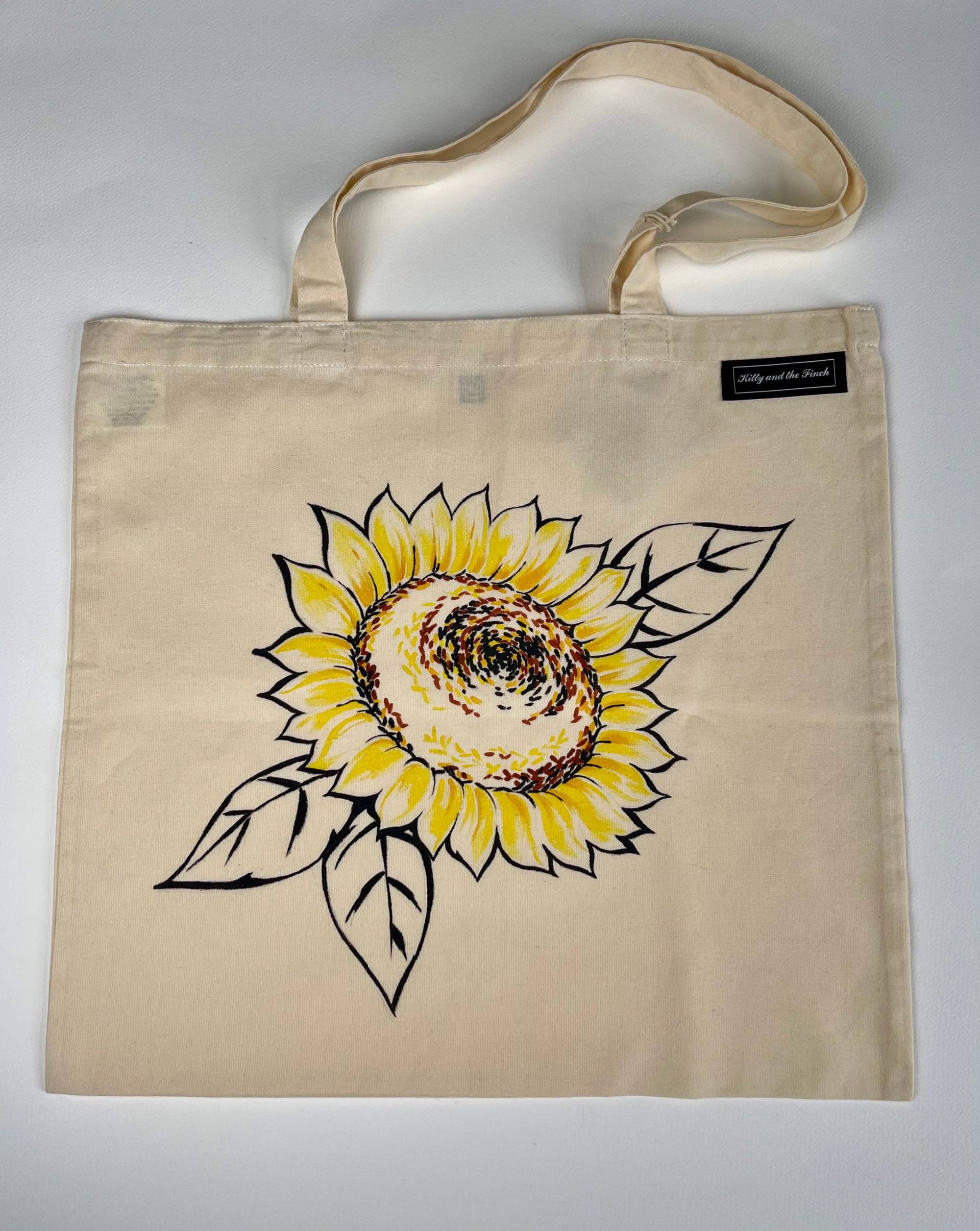 Sunflower Design Handgemalte Einkaufstasche Sunflower Design Handgemalte Einkaufstasche von KittyandtheFinch