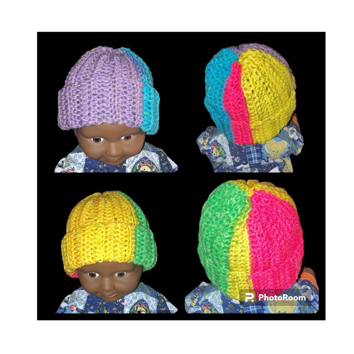 Bunte Neonfarbene Babymütze Ostermütze 3-6 Monate Bunte Neonfarbene Babymütze Ostermütze 3-6 Monate von KittysHandarbeiten