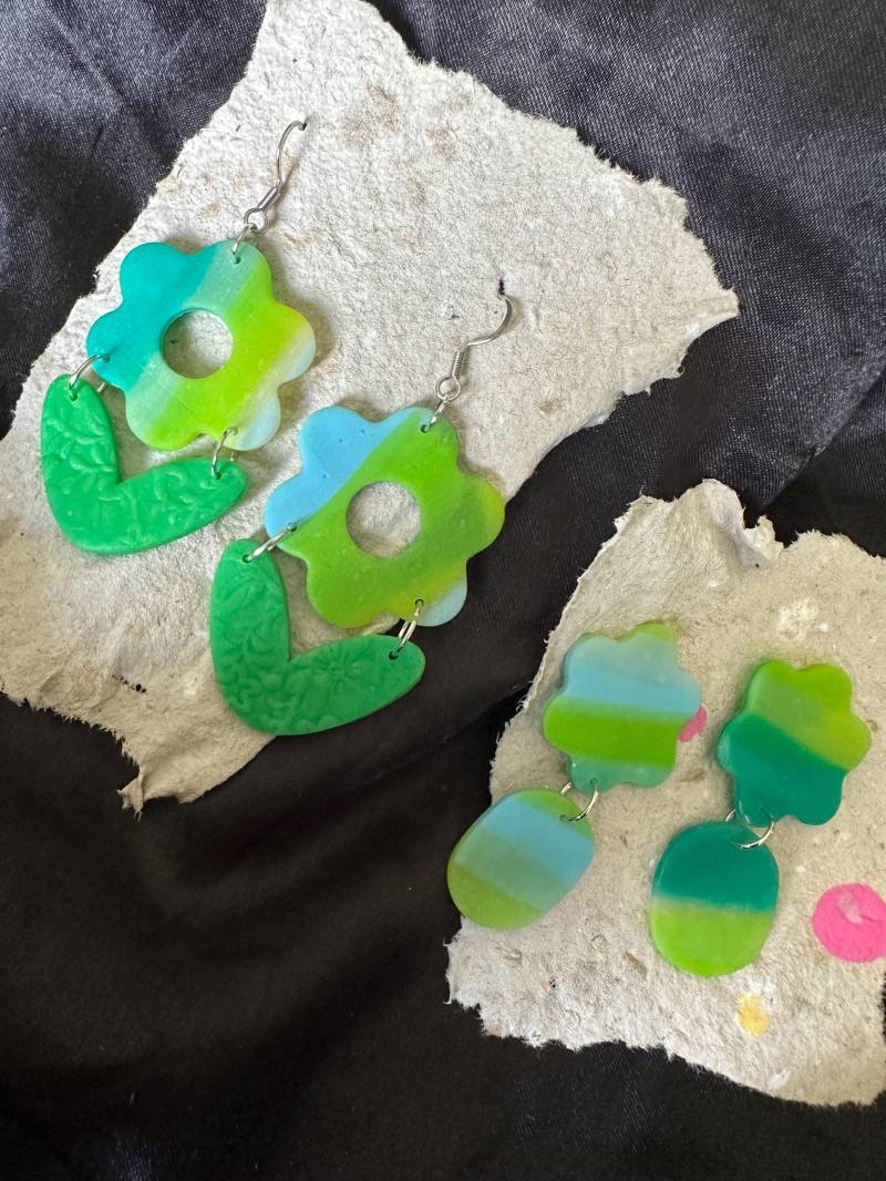 Statement Ohrringe Aus Polymer Clay | Bunte Boho Handgemacht Retro Stil Sommer Schmuck von Kittysplanet