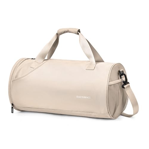 Damen-Fitness-Umhängetasche, Nass- und Trockentrennung, kleine Reisetasche, Schwimm-Yoga-Sporttasche (Color : Beige, Size : Large) von KituT