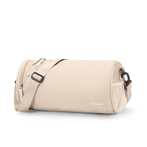 Damen-Fitness-Umhängetasche, Nass- und Trockentrennung, kleine Reisetasche, Schwimm-Yoga-Sporttasche (Color : Beige, Size : Small) von KituT