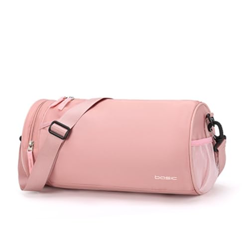 Damen-Fitness-Umhängetasche, Nass- und Trockentrennung, kleine Reisetasche, Schwimm-Yoga-Sporttasche (Color : Pink, Size : Small) von KituT