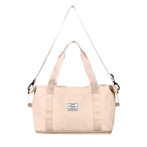 Erweiterbare Reise-Umhängetasche, Damen-Fitnesstasche mit Nass- und Trockentrennung, Damen-Reisetasche mit großem Fassungsvermögen (Color : Beige) von KituT