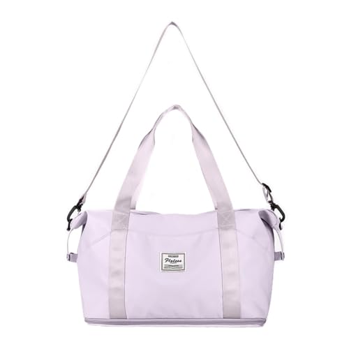 Erweiterbare Reise-Umhängetasche, Damen-Fitnesstasche mit Nass- und Trockentrennung, Damen-Reisetasche mit großem Fassungsvermögen (Color : Light Purple) von KituT