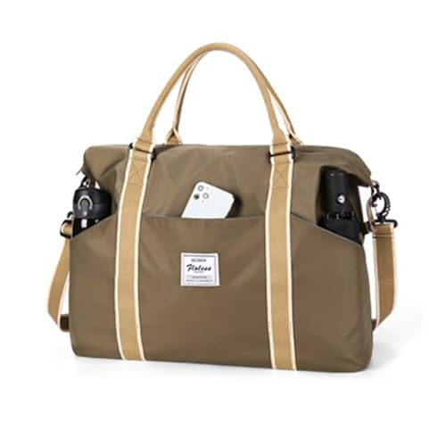 Große Weekender-Taschen for Damen, Handgepäcktasche, Übernachtungstasche mit Trolley-Hülle, Sporttasche, Sporttasche, Reisetasche for Damen (Color : Brown, Size : Large) von KituT