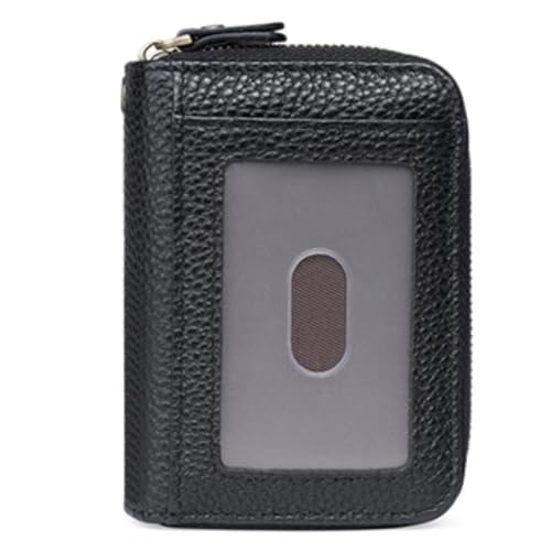 KituT Damen-Kartenhalter-Geldbörse, Damen-Schlüsselkartenhalter, RFID-Anti-Diebstahl-Swipe-Echtkartentasche (Color : Black) von KituT