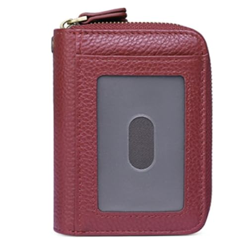 KituT Damen-Kartenhalter-Geldbörse, Damen-Schlüsselkartenhalter, RFID-Anti-Diebstahl-Swipe-Echtkartentasche (Color : Burgundy) von KituT